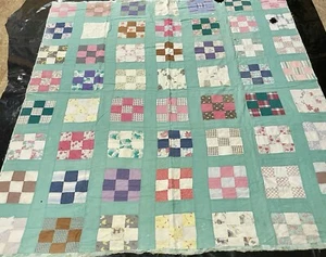ANTICO/VINTAGE TAGLIA TOPPE FATTO A MANO 9? TRAPUNTA! VERDE MENTA E MULTICOLORE - Foto 1 di 24