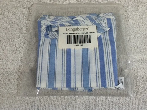LONGABERGER 2002 Vintage Ticking  "WEEKENDER" Basket Liner - NEW Cover