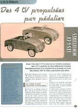 Publicité ancienne voiture 4 CV à pédales 1950 issue magazine 2007