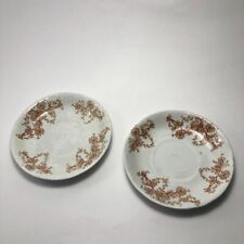 Brown Transferware Porcelain Royale Pitcairns Tunstall England Colwyn Saucers 6"