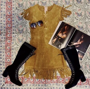 1970s womens vintage clothing xs Boho Mini Dress - Picture 1 of 7