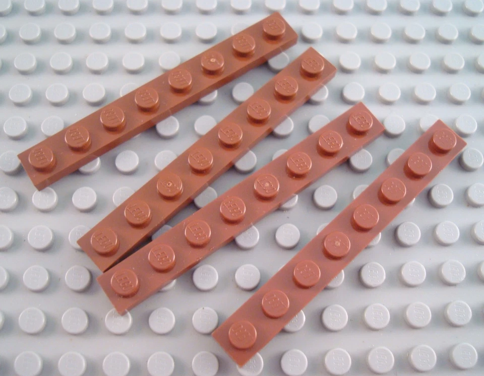 LEGO Lot of 4 Reddish Brown 1x8 Plates - Image 1 of 1