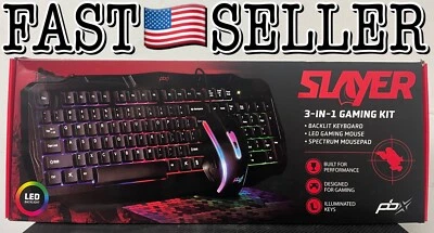 PBX Slayer 3-in-1 Gaming Kit Backlit Keyboard, LED Gaming Mouse, Spectrum Pad - Image 1 of 4