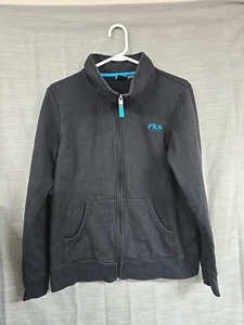Women's Fila Full Zip Black And Blue Sweater W/ Pockets - Picture 1 of 6