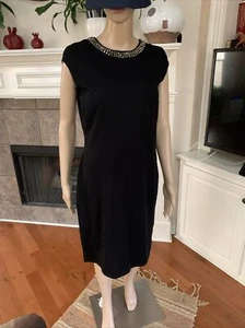 NWT Ralph Lauren Women's Black Embellished Sweater Dress Size L MSRP$198 - Picture 1 of 15