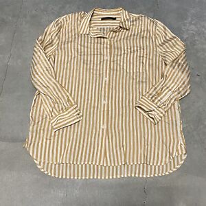 JENNI KAYNE Boyfriend Mustard Stripe Long Sleeve Button Down Shirt XL $345 MSRP