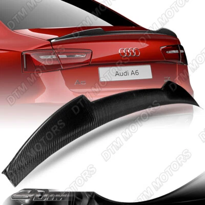 For 12-18 Audi A6 / S6 Sedan V-Style Real Carbon Fiber Rear Trunk Spoiler Wing - Image 1 of 4