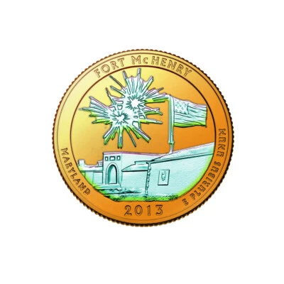 2013 Fort McHenry Monument Quarter  24 Karat Gold layered with Hologram Detail - Image 1 of 2