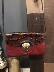 Brahmin Handtasche Clutch Umhängetasche rot braun Kroko gebraucht, in einwandfreiem Zustand - Bild 1 von 7
