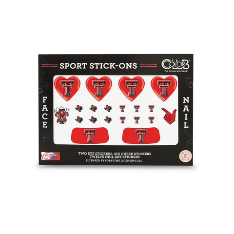 Texas Tech Red Raiders Face and Nail Tattoos-Color Club College Sport Stick On's Cover
