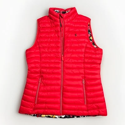 Joules Womens Packable Puffer Vest Water Resistant Red Floral US Womens Size 8 - Image 1 of 4