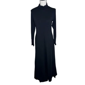 Maxi Vestido Suave Surroundings Jackie Cuello Alto XS Modal Puños Botones Largo Negro - Imagen 1 de 9