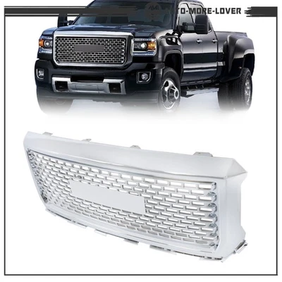 Bumper Grille Front Side For GMC Sierra 1500 Denali 2014-15 Plastic Upper Chrome - Изображение 1 из 4