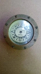19TH C ANTIQUE C. C. HUTCHINSON BOSTON NAUTICAL BRASS COMPASS - Picture 1 of 2