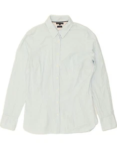 TOMMY HILFIGER Womens Stretch Shirt UK 12 Medium Blue Check Cotton BU55 - Picture 1 of 3