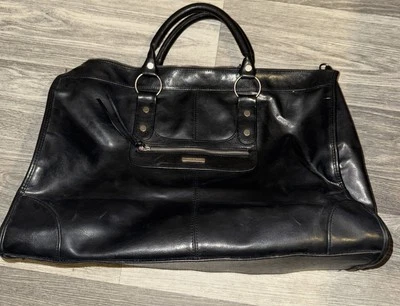 Victoria's Secret Black Faux Leather Carry On Over Night Weekender Travel Bag - Image 1 of 4