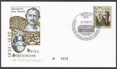 DDR (Germany) FDC 1990 Michel 3364 Anniv 100th Death of Heinrich Schliemann - Image 1 of 2