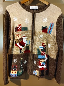 Tiara International Christmas Santa Pullover Damen Gr. XL Full Zip braun - Bild 1 von 5