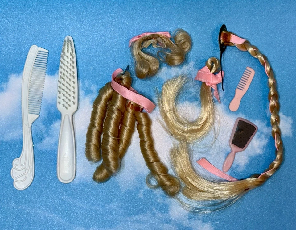 Accesorios para muñecas Barbie vintage años 60: extensiones rubias rubias claras 1968, trenzas Foto 1 de 1