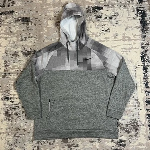Nike Mens Dri Fit Pull Over Sweatshirt XL Gray White Logo Standard Fit Hoodie - Picture 1 of 10