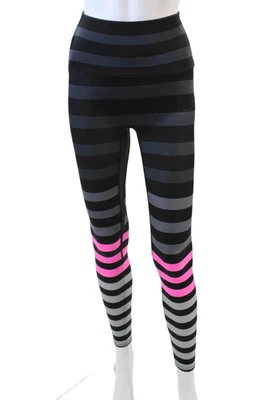 Leggings de mujer K-Deer a rayas cintura alta negro rosa talla XS Foto 1 de 4