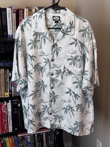 Tommy Bahama Leinen Herren Palmen Button Down Hemd hellgrau Größe XL - Bild 1 von 4