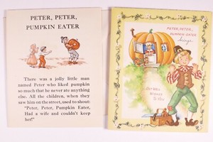 Vintage Peter Peter Pumpkin Eater Get Well Card w/insert / Envelope NEW 1950