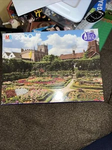 Super Big Ben 2000 Piece Shakespeare's Garden Puzzle MB England Sealed - Picture 1 of 9