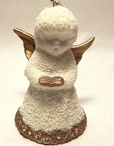 Snow Angel Hanging Ornament Bell Gold Trim - Picture 1 of 8