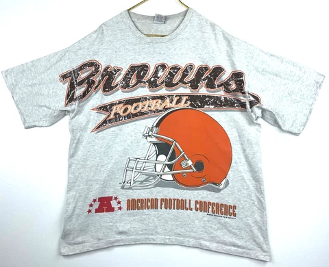 Vintage Cleveland Browns Riddell T-shirt Size XL 1993 Gray Nfl Single Stitch 90s Cover