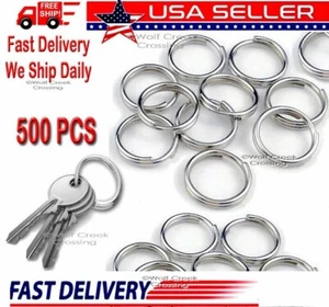 WHOLESALE LOT 500 KEY RINGS SPLIT RINGS STAINLESS STEEL KEYCHAIN 25mm 1" Dia' - Picture 1 of 18