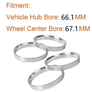 4pc 67.1 to 66.1 Aluminium Wheel Hub Centric Rings OD 67.1mm ID 66.1mm Hubrings - Picture 1 of 2