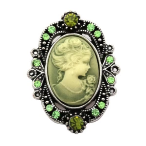 Nuevo Broche Antiguo Vintage Look Verde Cameo Broche Plata Pulida Joyería P600 - Imagen 1 de 3