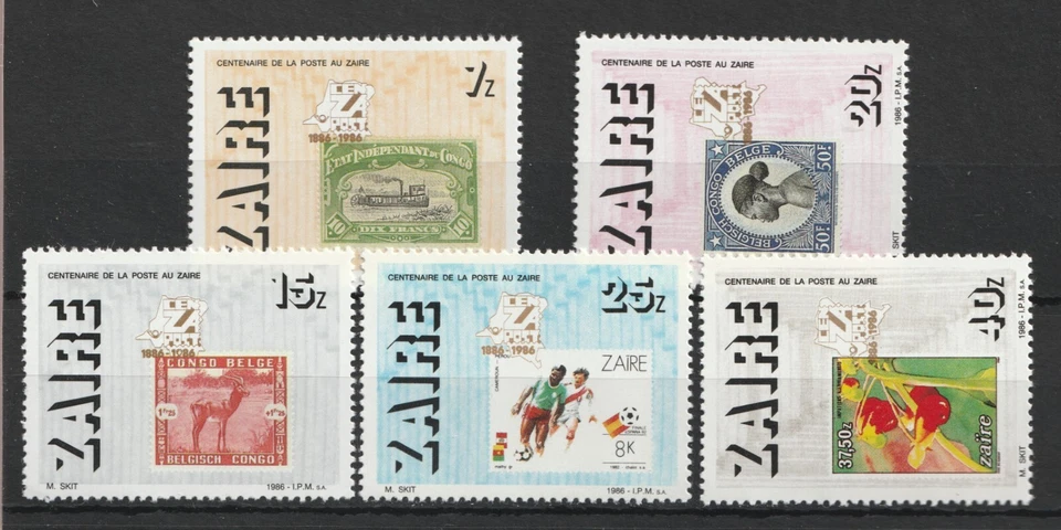 Zaire Sc# 1220-24 1986 - Año "Sello en sello" - Juego de sellos MNH CV $4,90 Foto 1 de 1