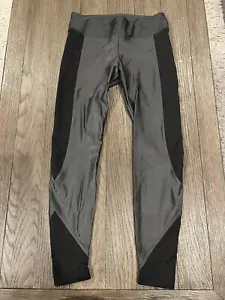 Womens Koral Shiny Black Gray Spandex Leggings Medium - Picture 1 of 1
