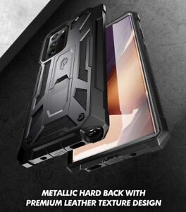 For Galaxy Note 20 Ultra Case Poetic Premium Leather Texture Shockproof GunMetal
