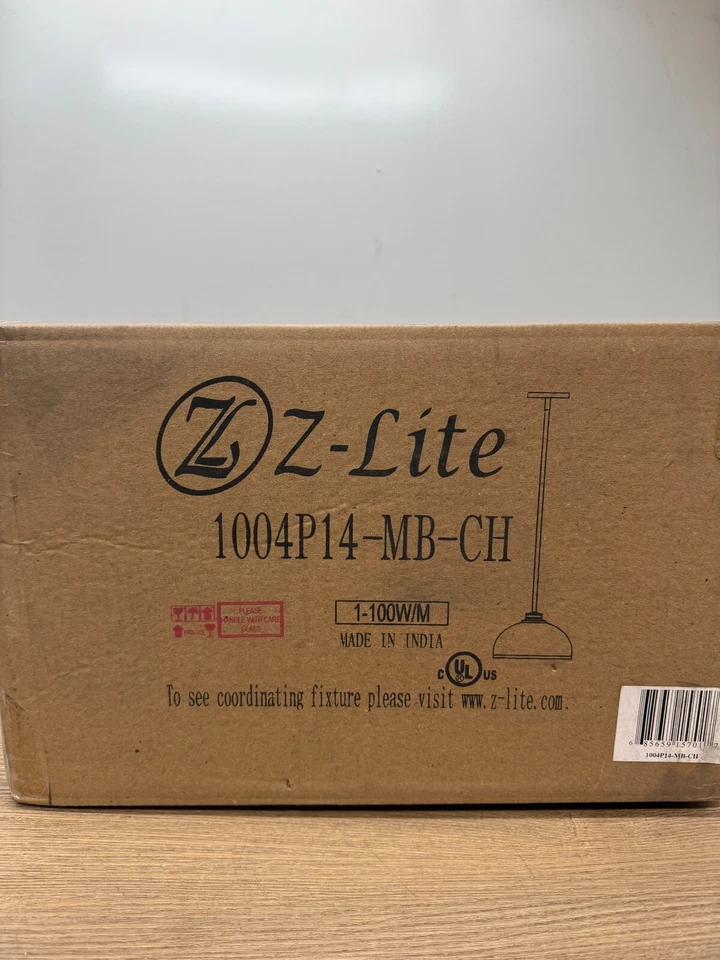 Z-Lite 1004P14-MB-CH Landry 14" W Luz Colgante Interior, Cromo/Negro Mate Foto 1 de 4