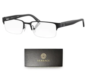 Versace VE 1184 1261 Black Matte Half Rimless Eyeglasses Men Frame 53-18 NEW - Picture 1 of 6
