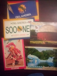 Oklahoma Lot of x5 Large Postcards Sites Indian City Flag Plate - Picture 1 of 1