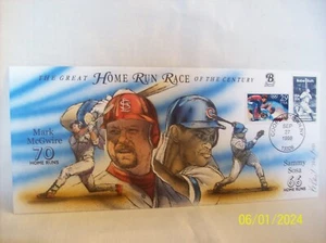 Bevil's Ersttagsbrief für Mark McGwire 1998 726/750 & Aufschrift - Bild 1 von 2