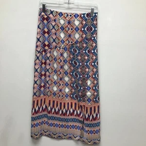 HD In Paris Anthroplogie Womens Skirt Multicolor Aztec Maxi Silk Boho 6 New - Picture 1 of 9