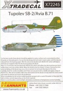 Xtradecal 72245 1:72 Tupolev SB-2/Avia B.71