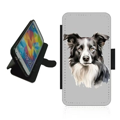 Border Collie Phone Case Wallet flip cover For iPhone Samsung Dog BOR1 picture - Image 1 of 4