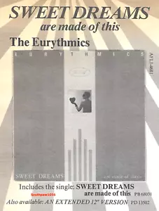 1983 Original Eurythmics "Sweet Dreams" Song Release Industry Promo Print Ad - Picture 1 of 1