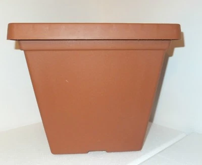 LANDMARK PLASTIC 11" TERRA COTTA SERENE SQUARE PLASTIC PLANTERS - Set of 5 - pots flower planter