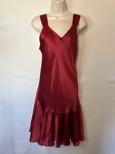 Dessous Cacique M rot Satin Nachthemd zweite Haut sexy klassisch Damen Schlupfkleid - Bild 1 von 3