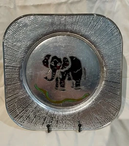 RARE Arcoroc France Silver Leaf Elephant Plate 10.75 in Square - READ - Picture 1 of 11
