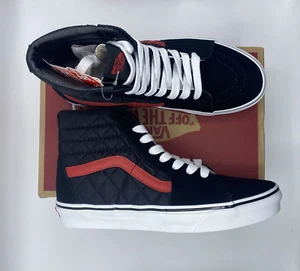 Size UK 6 - VANS Sk8-Hi Black Red Mens Trainers - Picture 1 of 3