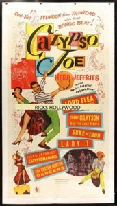1957 CALYPSO JOE 3 Sheet ON LINEN Signed HERB JEFFRIES Angie Dickinson LORD FLEA - Picture 1 of 6