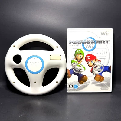 NINTENDO WII MARIO CART WII GAME W/ OEM STEERING WHEEL JAPANESE IMPORT NTSC-J - Image 1 of 4